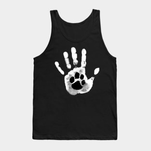 Realistic Handprint with a Dog Paw Tank Top